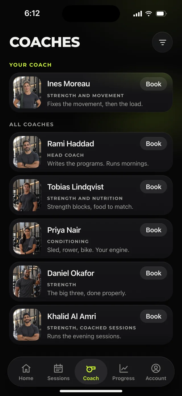 The ALTA Performance app, Coaches