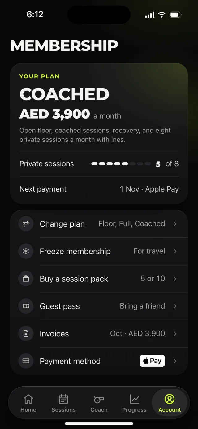 The ALTA Performance app, Membership
