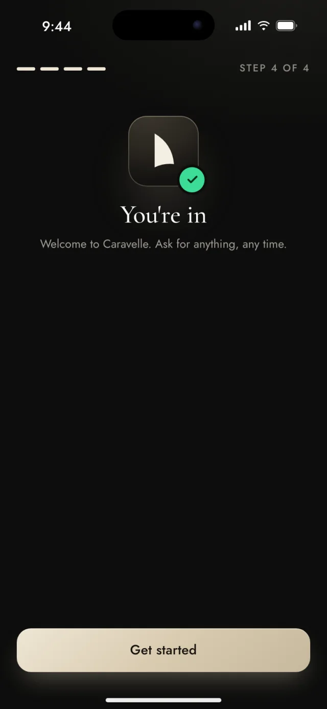 The Caravelle app, You're in