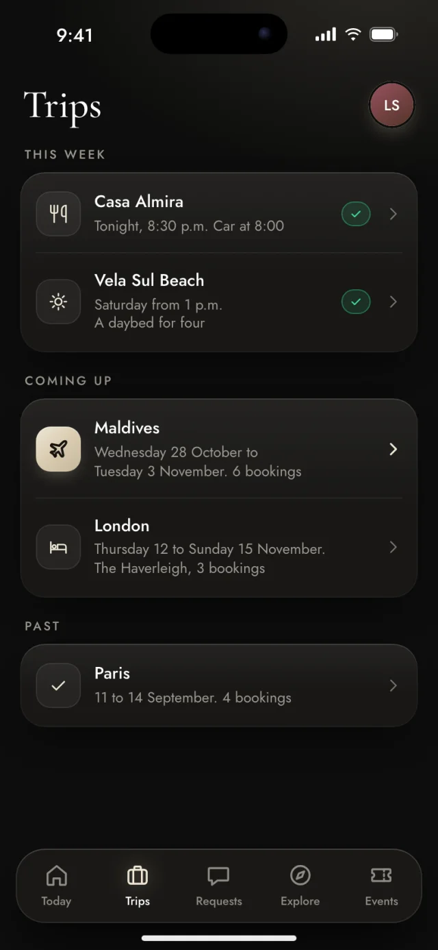 The Caravelle app, Trips