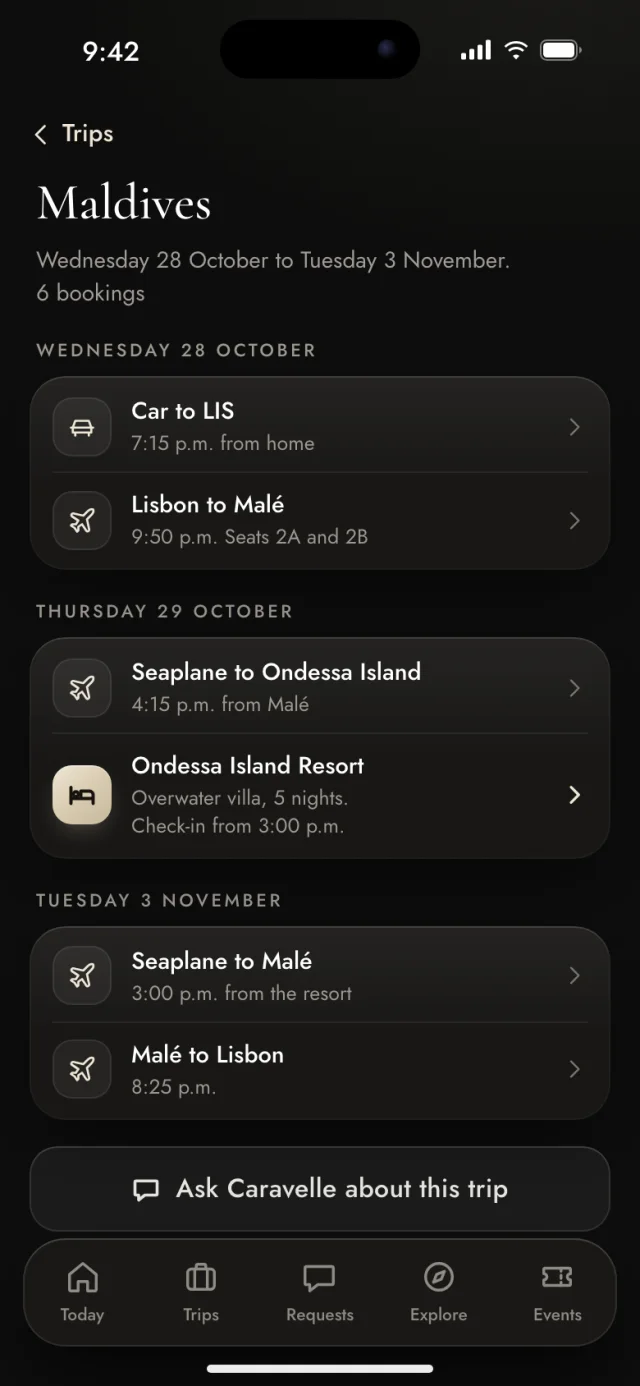 The Caravelle app, Maldives