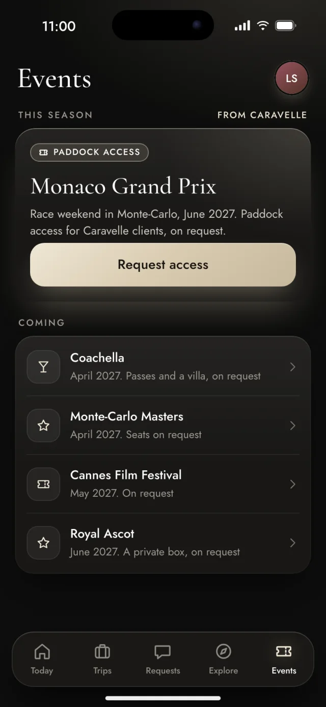The Caravelle app, Events