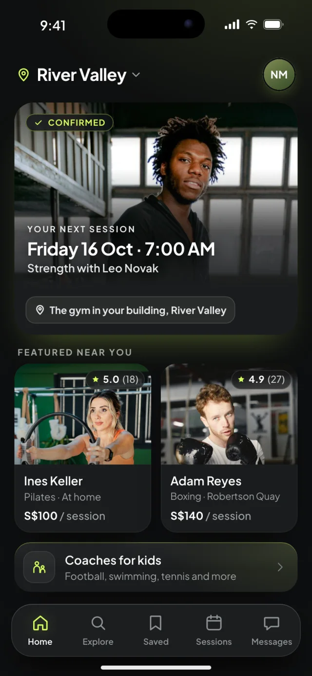 The Coachlane app, Home