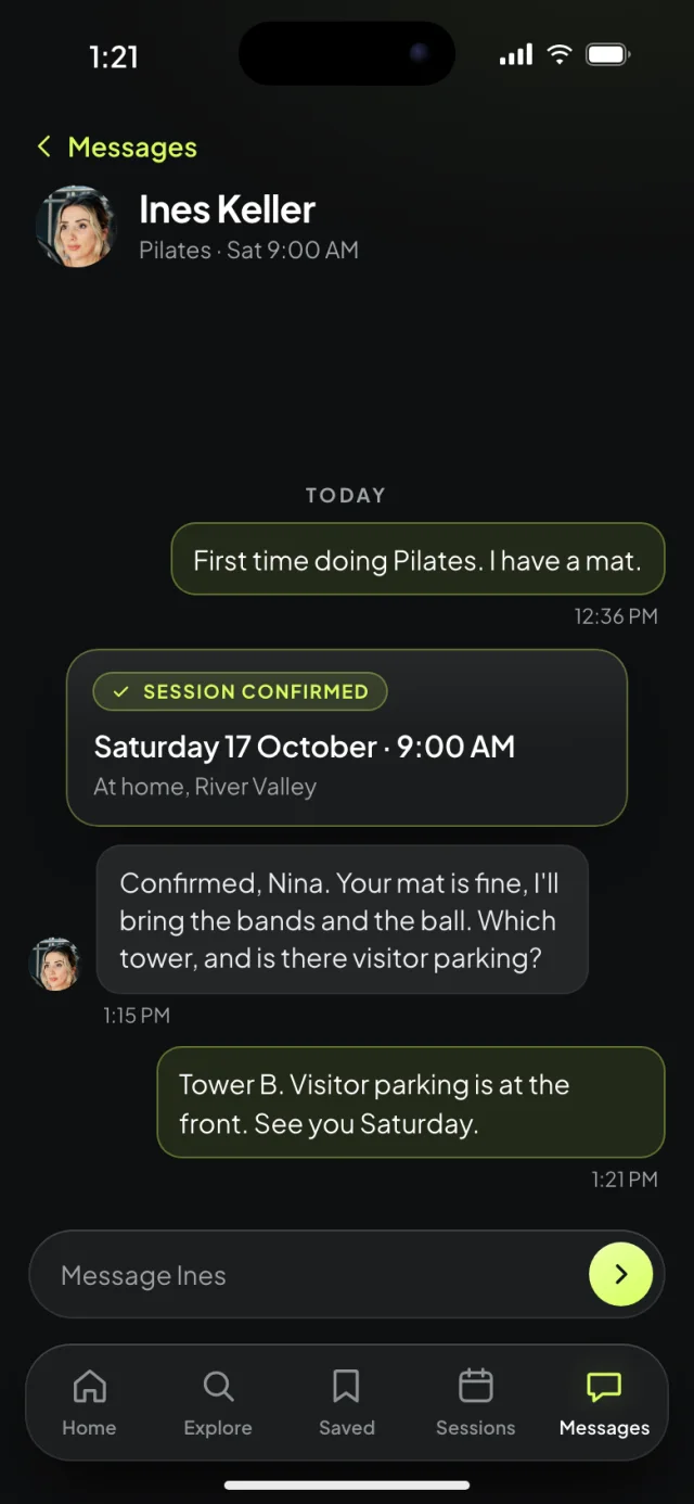 The Coachlane app, Chat with Ines