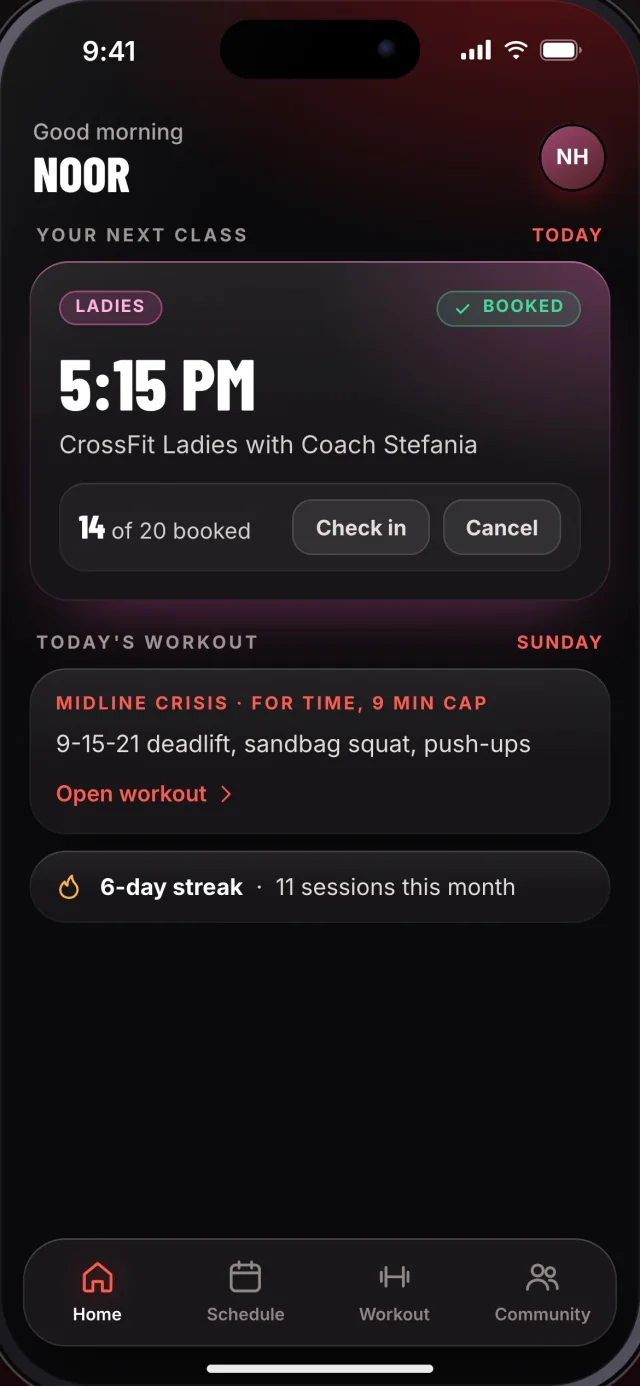 The Fitway app, Home