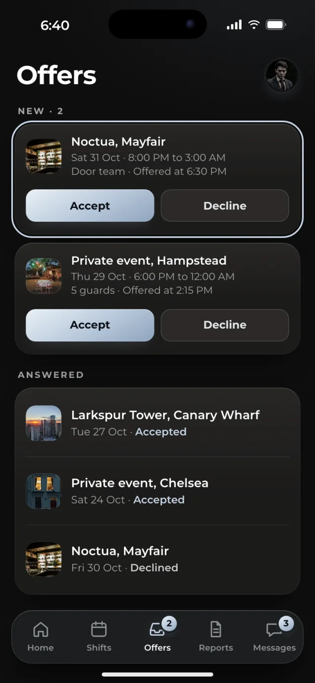 The Guardline app, Offers