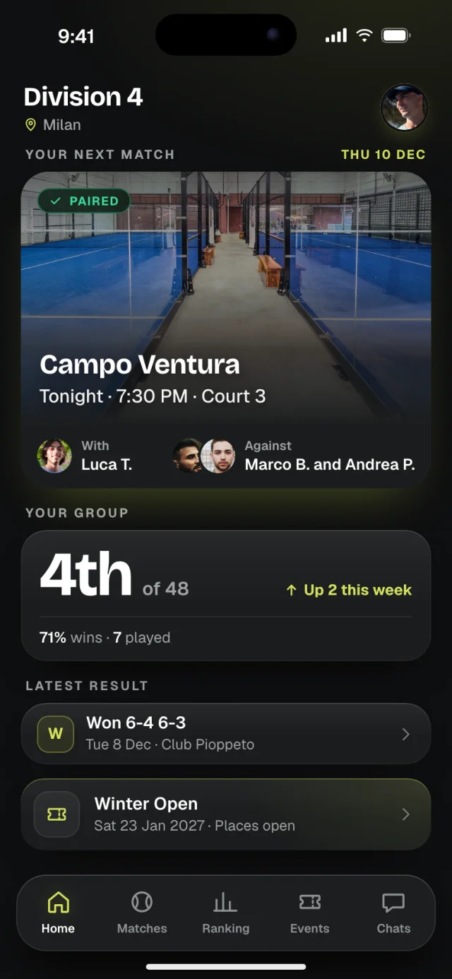 The Kestrel app, Home