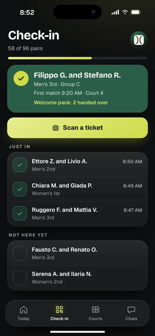 The Kestrel app, Check-in