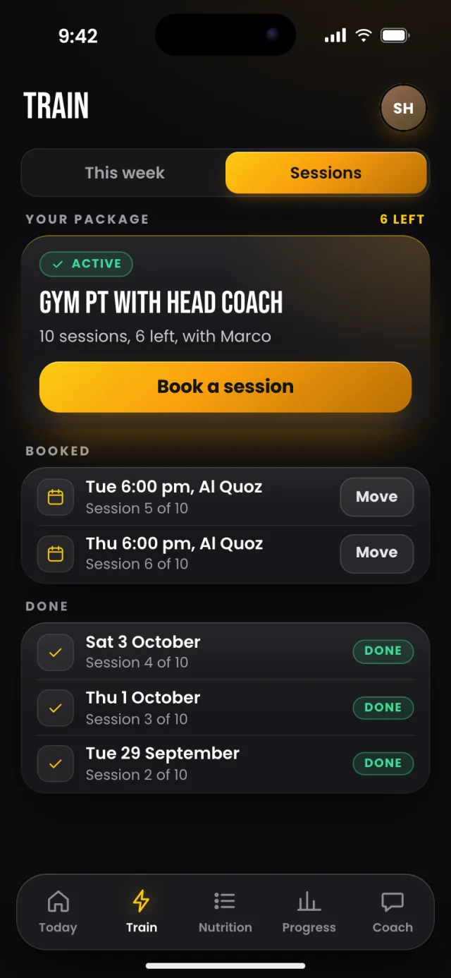 The Kinetic app, Sessions