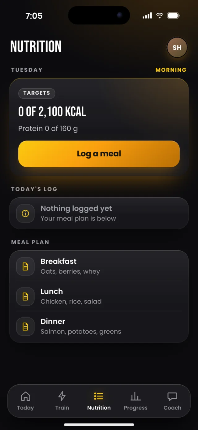 The Kinetic app, Nutrition