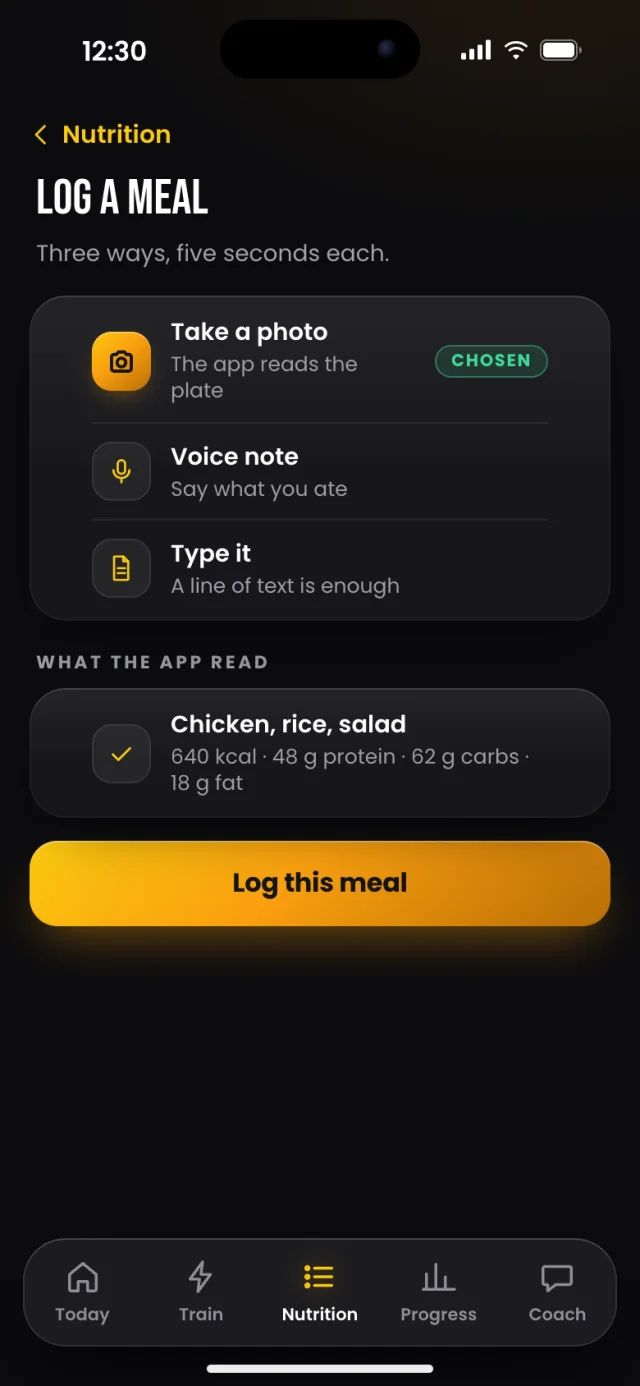 The Kinetic app, Log a meal