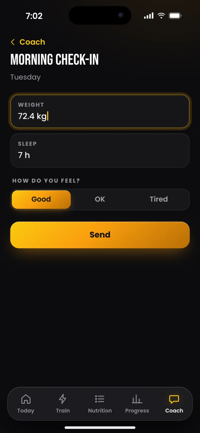The Kinetic app, Morning check-in