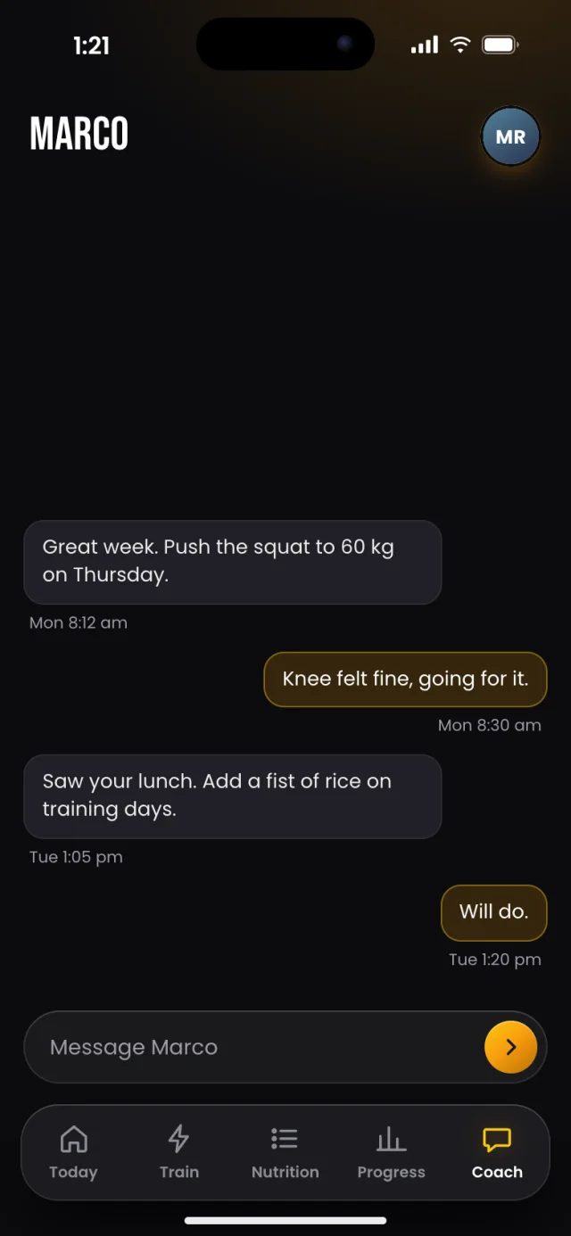 The Kinetic app, Coach chat