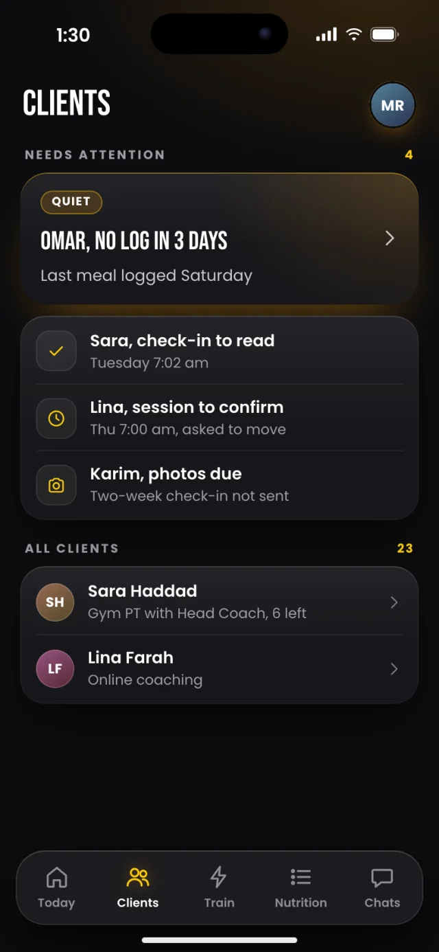 The Kinetic app, Coach view