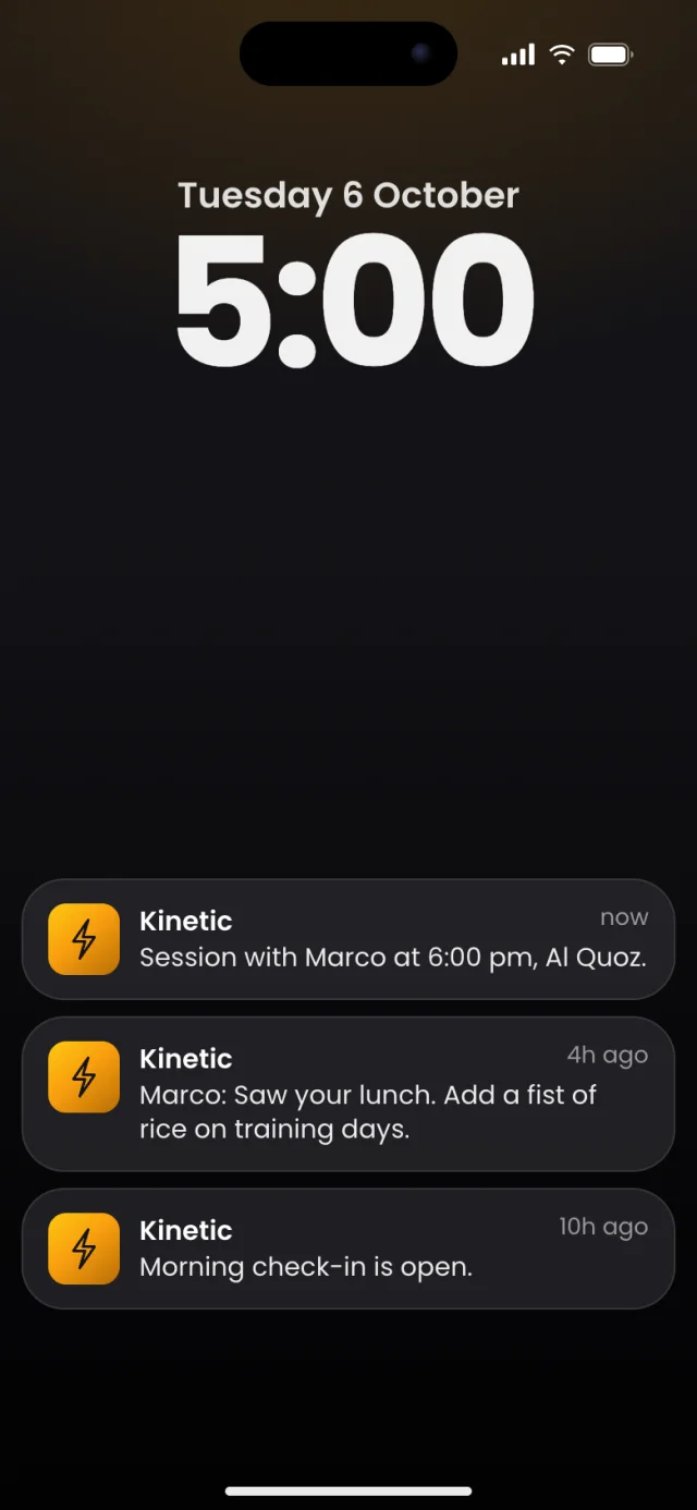 The Kinetic app, Notifications