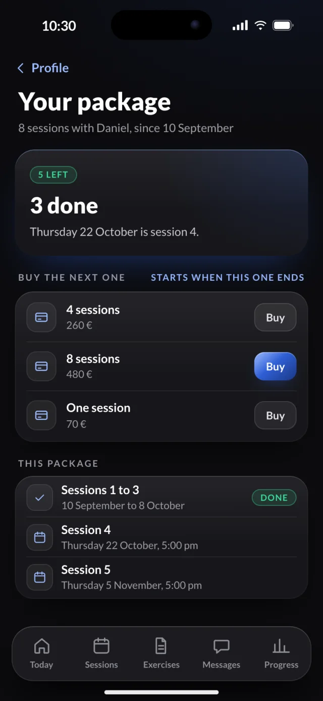 The Lumen app, Your package