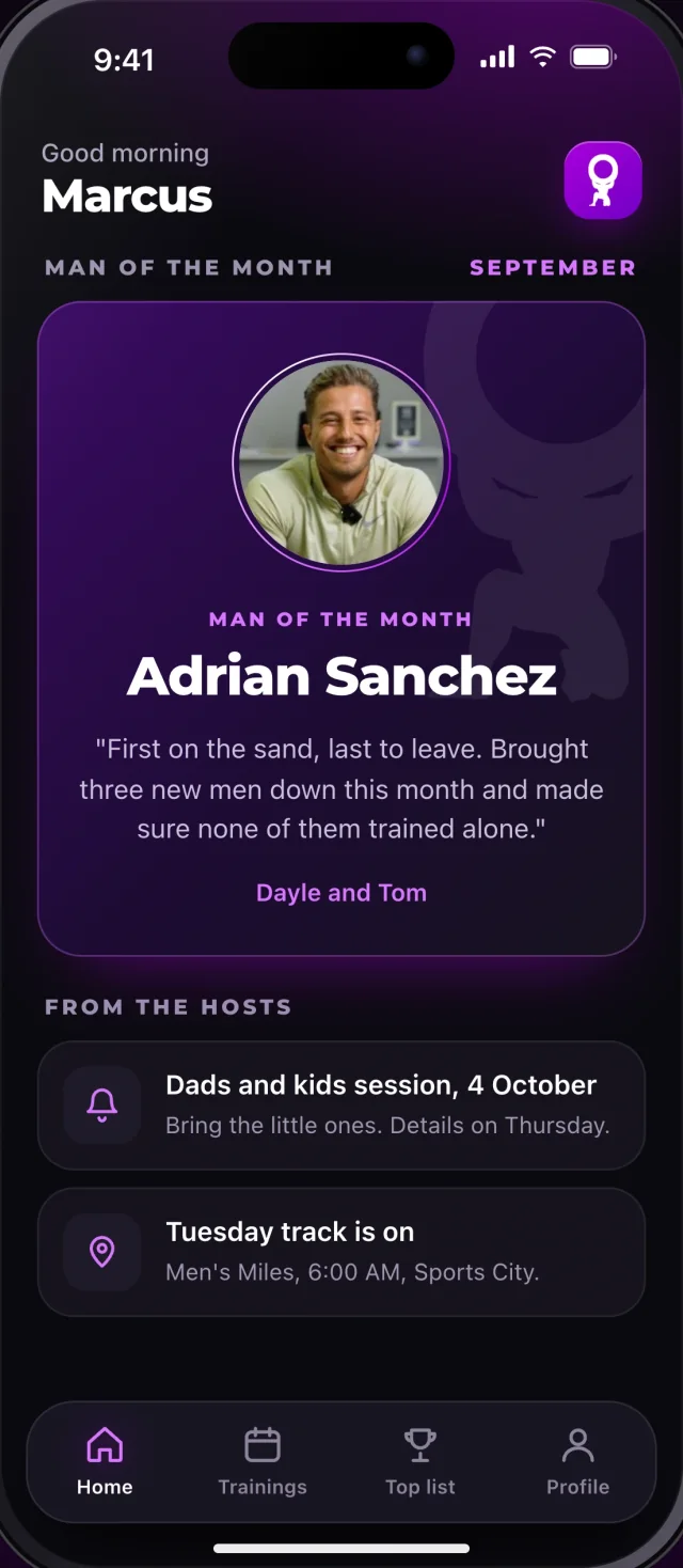 The Menathon app, Man of the Month