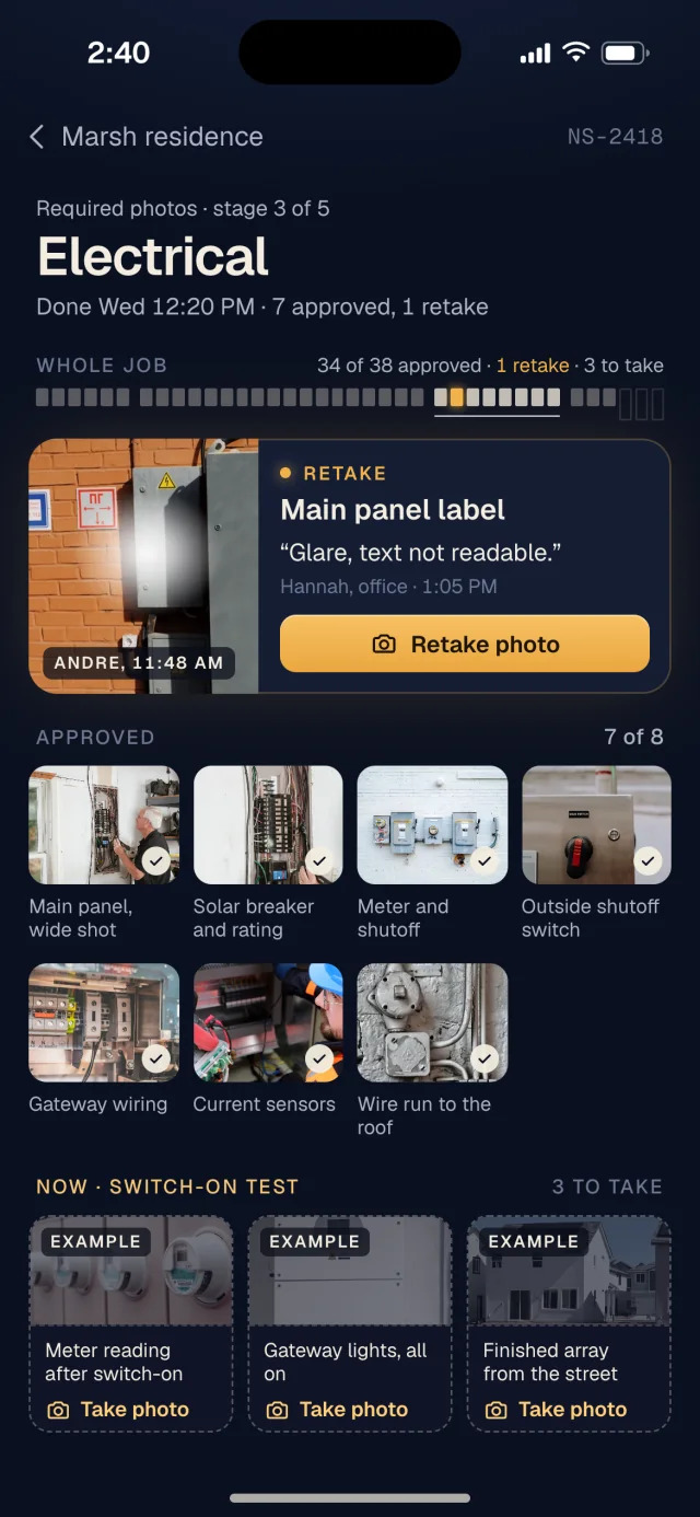 The Northstar Solar app, Required photos