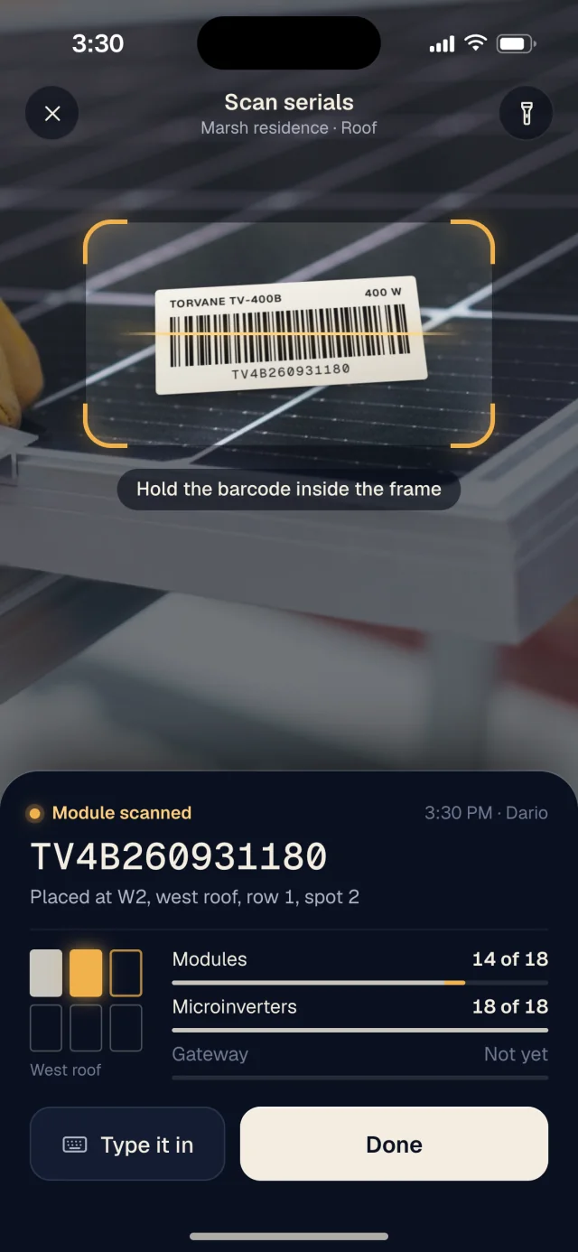 The Northstar Solar app, Scan serials