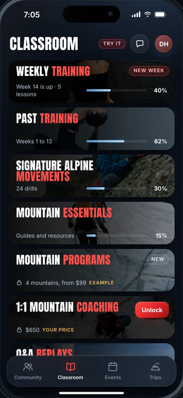 The Northwall app, Classroom