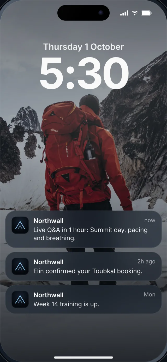 The Northwall app, Notifications