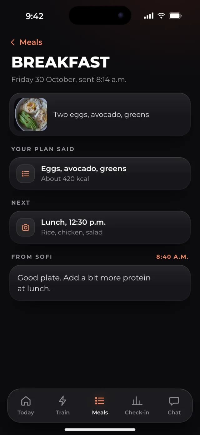 The Orbit app, Breakfast