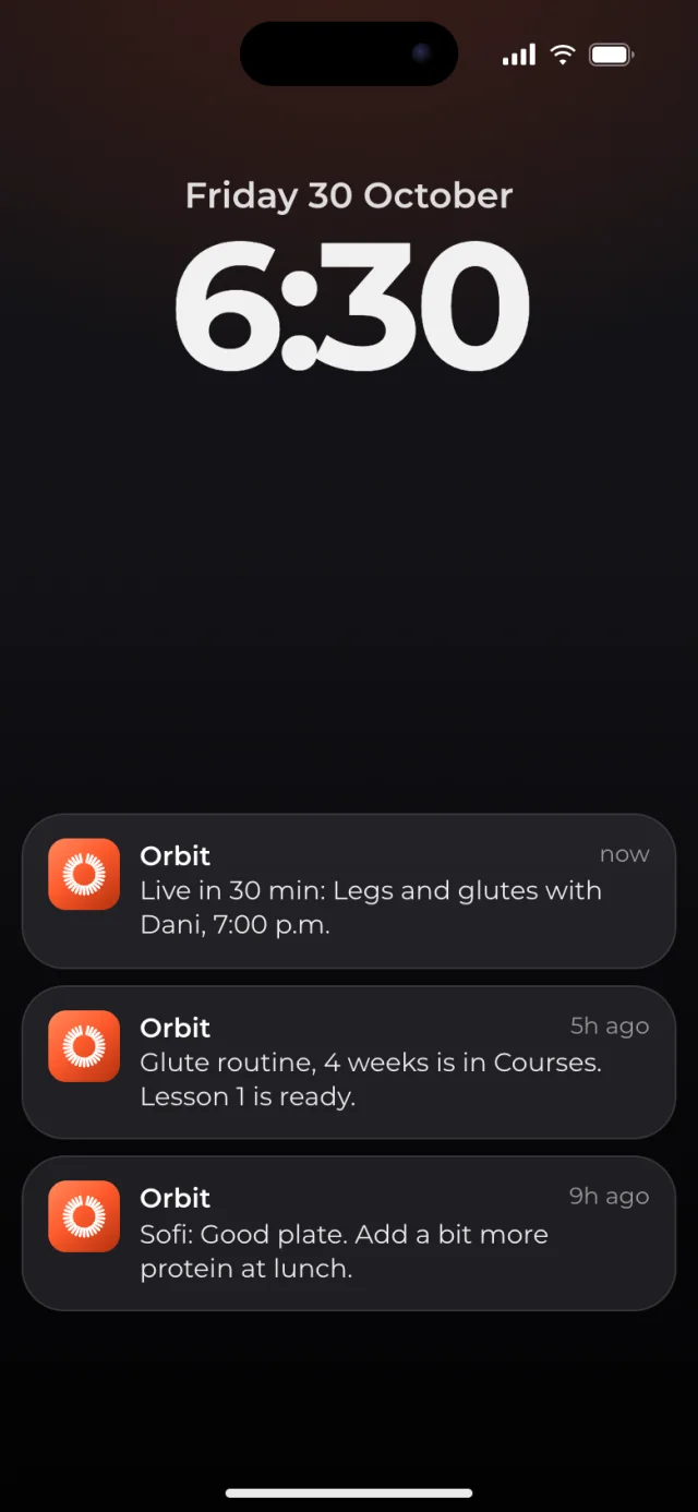 The Orbit app, Notifications