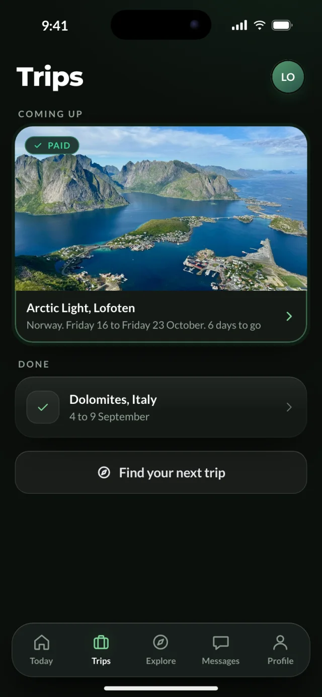 The Outland app, Trips