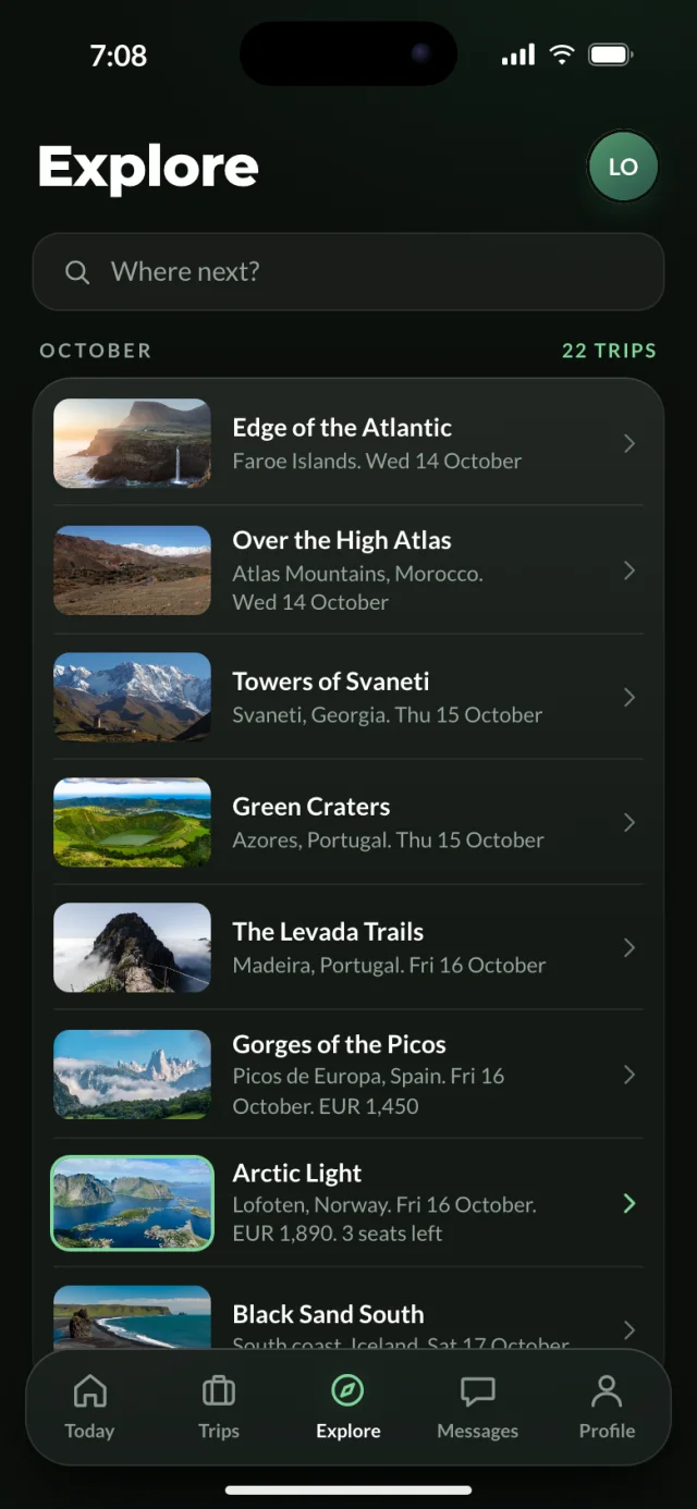 The Outland app, Explore