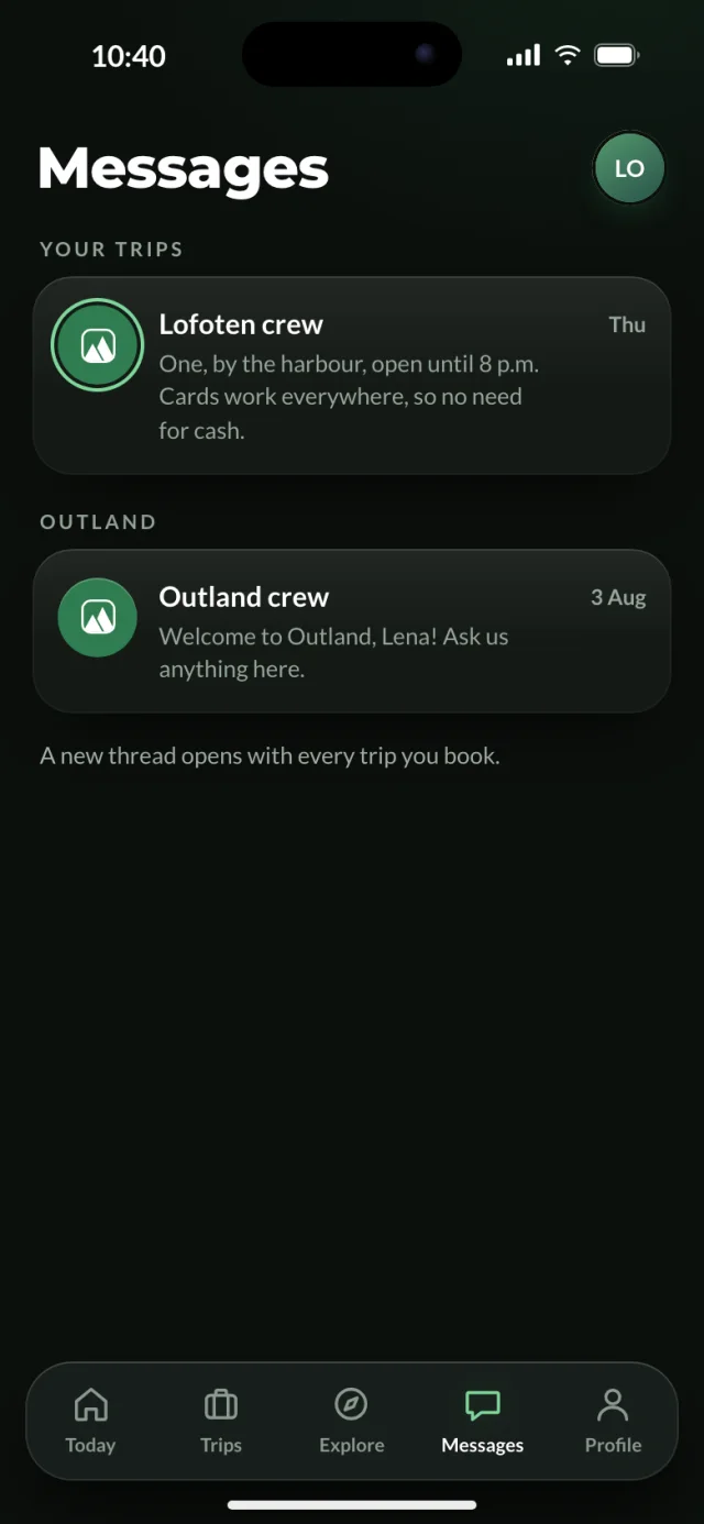 The Outland app, Messages