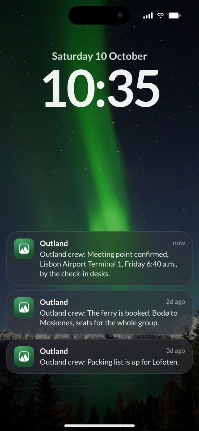 The Outland app, Notifications