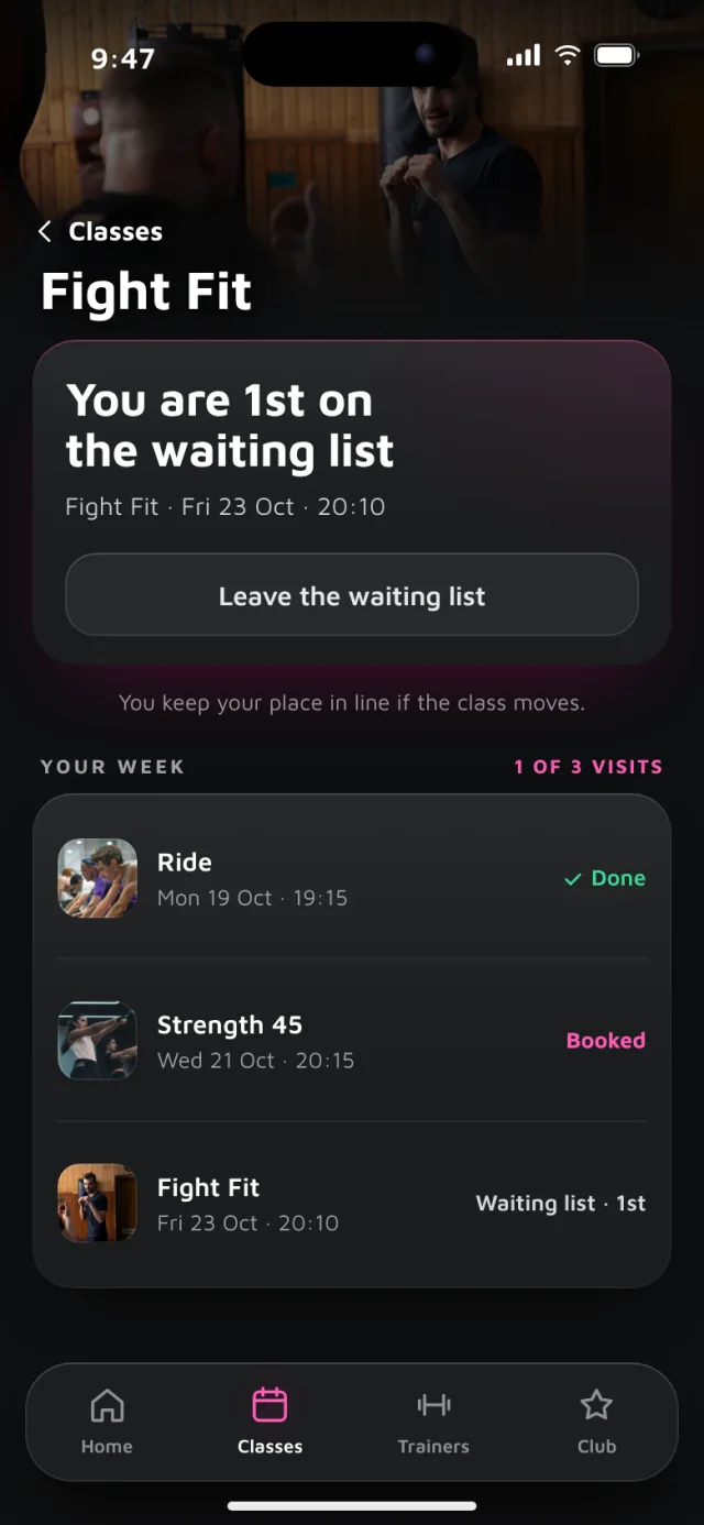 The Rackline app, On the waiting list