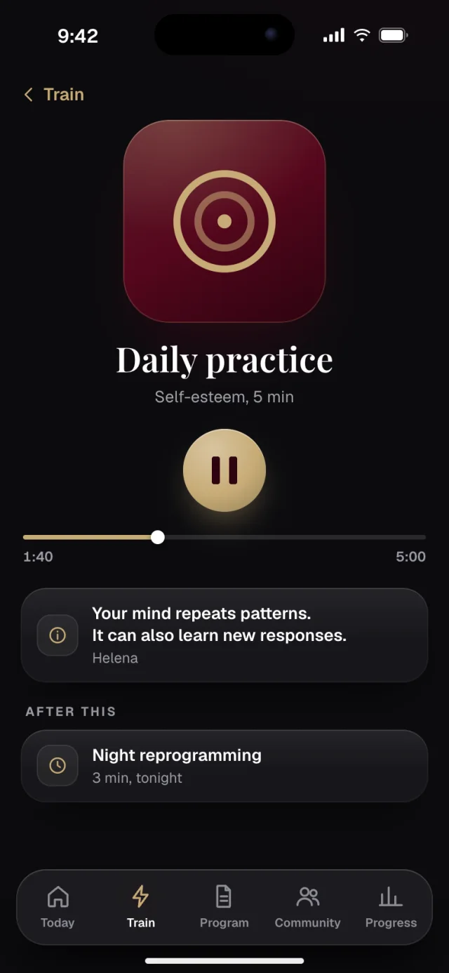 The Recenter app, Daily practice