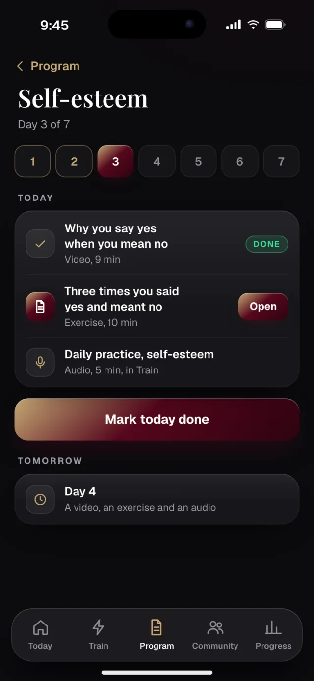 The Recenter app, One area