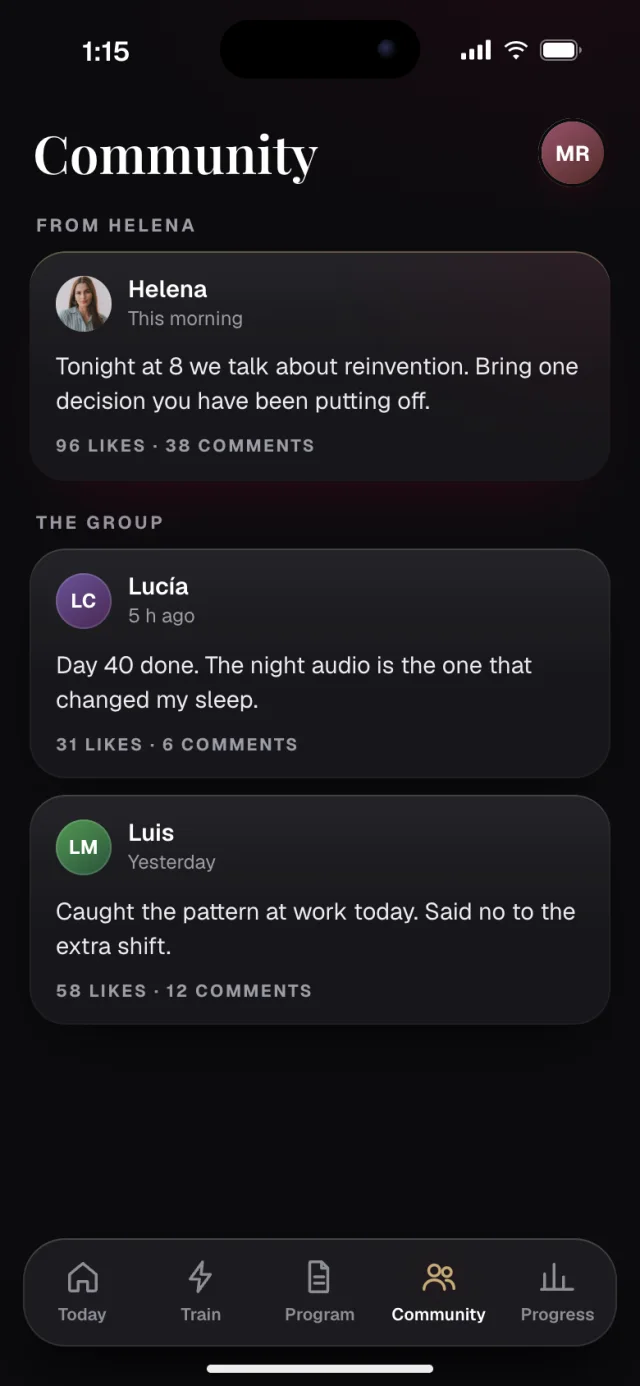 The Recenter app, Community