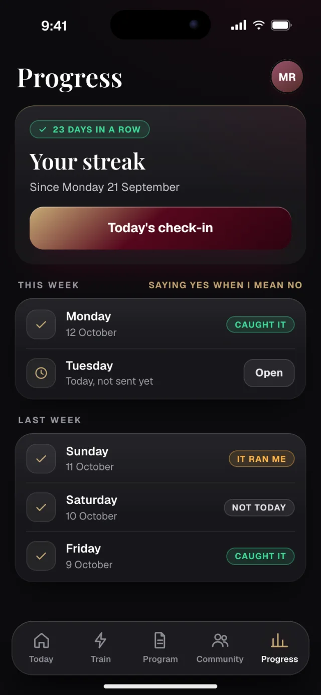 The Recenter app, Progress