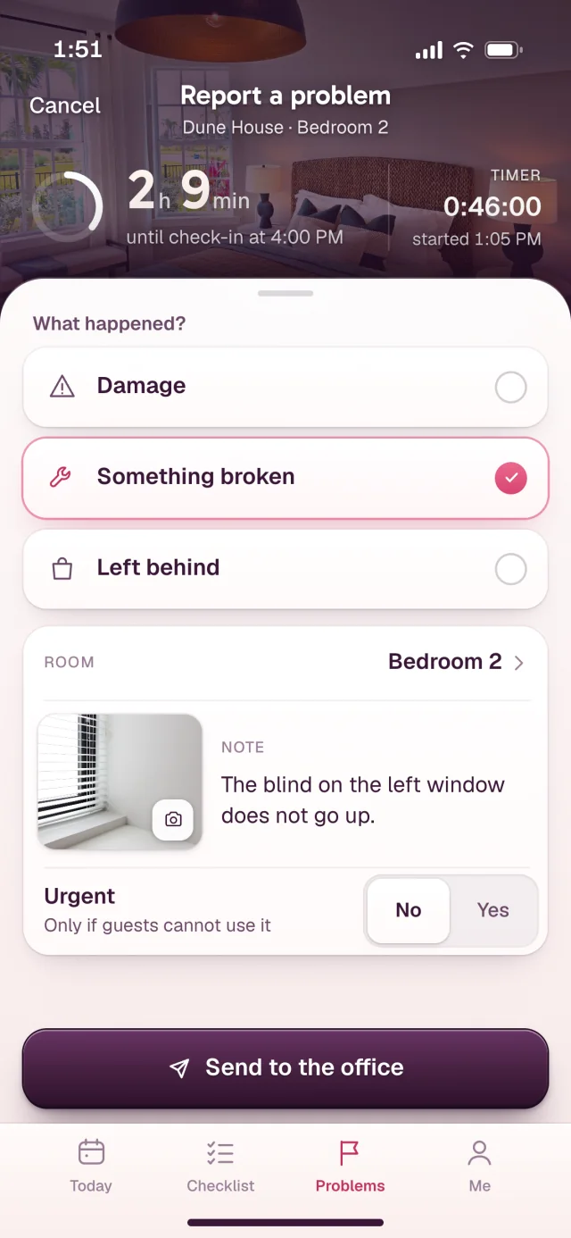 The Reset app, Report a problem