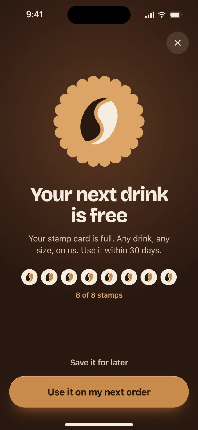 The Saltbean app, Free drink