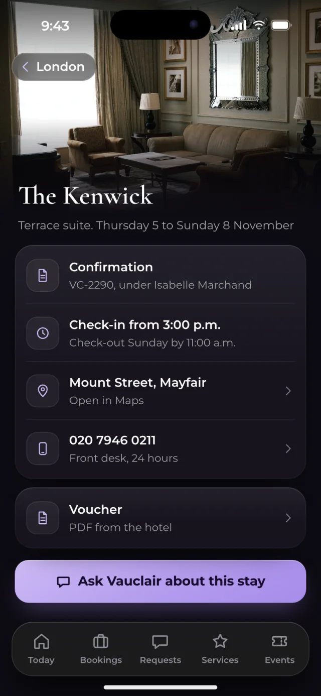 The Vauclair app, The Kenwick