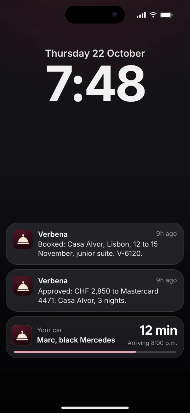 The Verbena app, Notifications