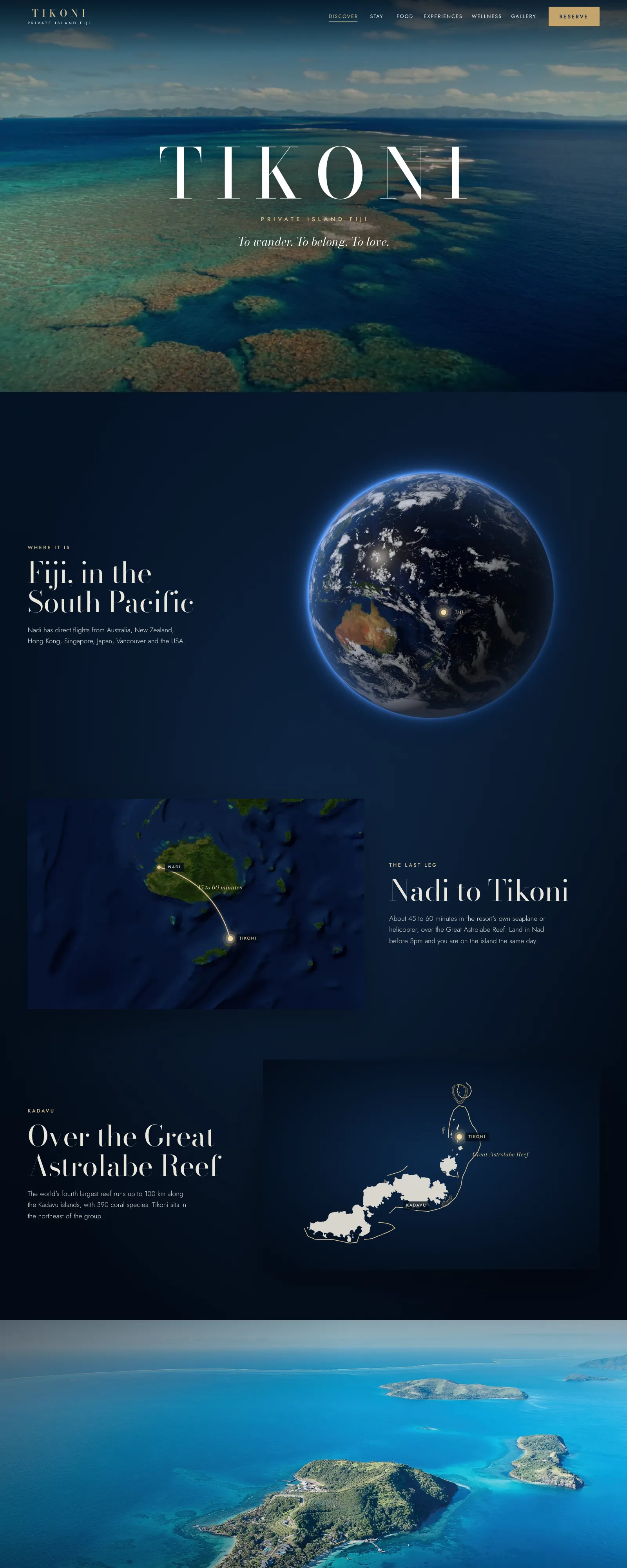 The Tikoni Private Island website